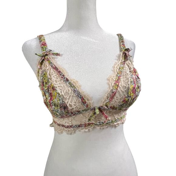 For Love And Lemons Other - For Love and Lemons Calico Prairie Floral and Lace Print Boho Cottagecore Bra S
